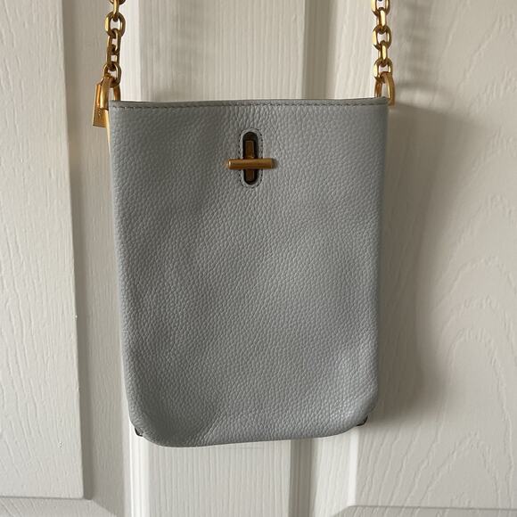 Thacker Leather Crossbody Bag In Mist Gold Chain Pippa Capsule New York - Picture 3 of 4